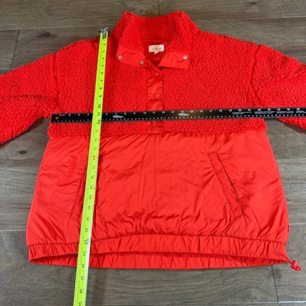 Lou & Grey Red Sherpa Fleece Pullover Snap Neck Sweatshirt Women's Medium - Picture 6 of 8